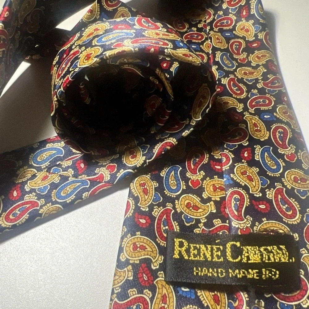 Red and Blue Paisley Silk Tie Korean silk